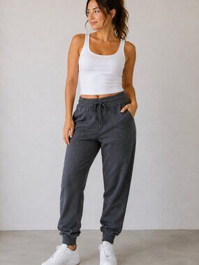 Lole Women's Gray Heather Jogger Pants Drawstring Stretch Size Small